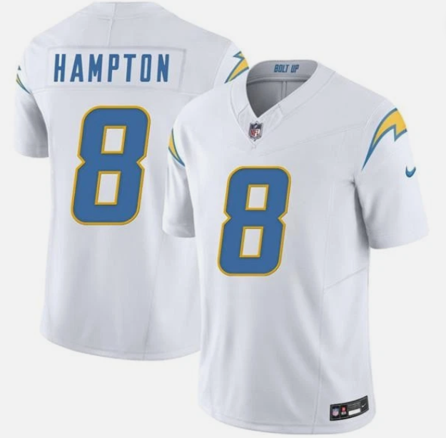 Men's Youth Women's Los Angeles Chargers Omarion Hampton White 2025 Draft First Round Pick Game Jersey