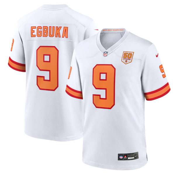 Men's Youth women's '76 Tampa Bay Buccaneers Emeka Egbuka White 50th Season Game Jersey