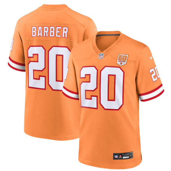 Men's Youth women's Tampa Bay Buccaneers Ronde Barber Creamsicle 50th Season Game Jersey