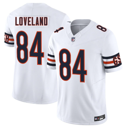 Men's Youth Women's Chicago Bears Colston Loveland White 2025 Draft First Round Pick Game Jersey