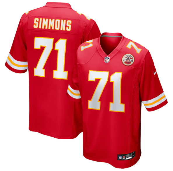 Men's Youth Women's Kansas City Chiefs Josh Simmons Red 2025 Draft First Round Pick Game Jersey