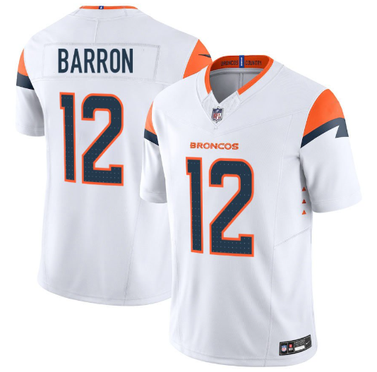 Men's Youth Women's Denver Broncos Jahdae Barron White 2025 Draft First Round Pick Game Jersey
