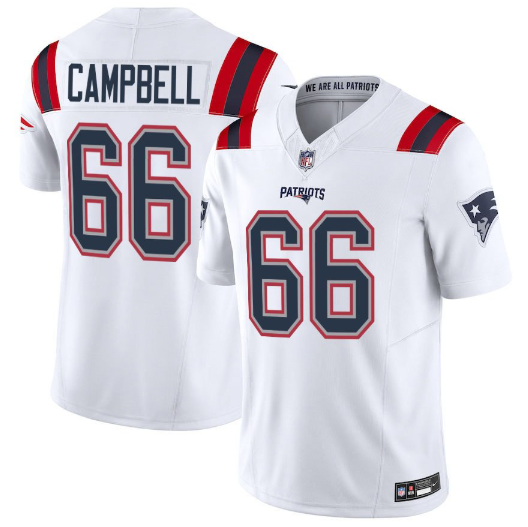 Men's Youth Women's New England Patriots Will Campbell White 2025 Draft First Round Pick Game Jersey