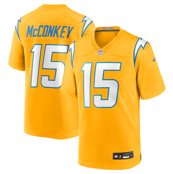 Men's Youth women's Los Angeles Chargers Ladd McConkey Gold Alternate Charger Power Game Player Jersey