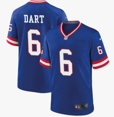 Men's Youth Women's Jaxson Dart Royal New York Giants First Round Pick 2nd Alternate Game Jersey