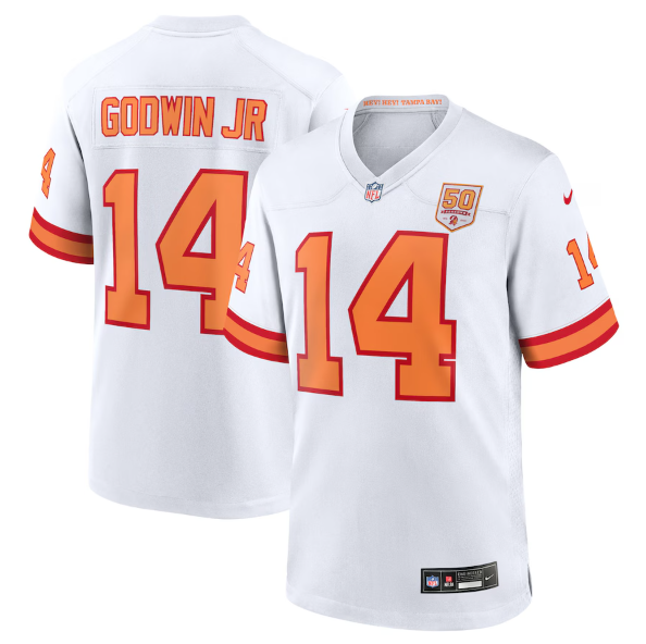 Men's Youth women's '76 Tampa Bay Buccaneers Chris Godwin Jr. White 50th Season Game Jersey