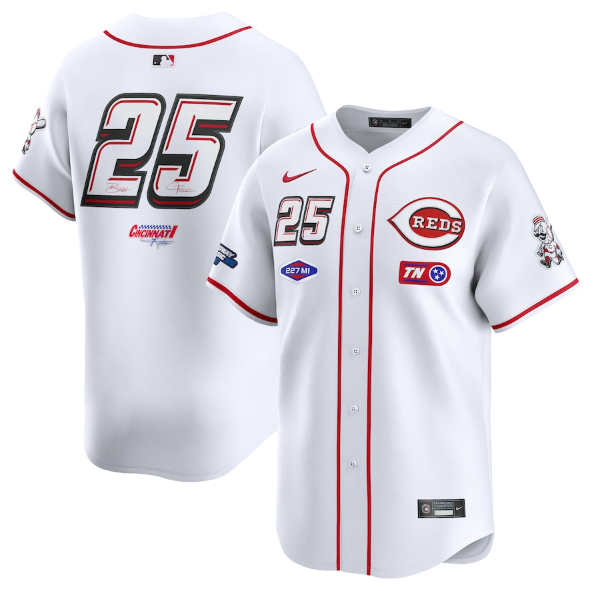 Cincinnati Reds #25 White 2025 MLB Speedway Classic Home Limited Jersey