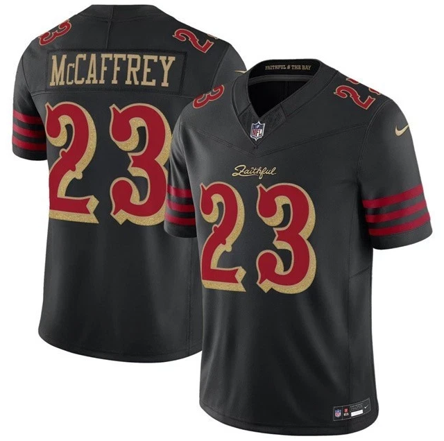 49ers Christian McCaffrey Black 2025 F.U.S.E. “Rivalries” Vapor Limited Jersey