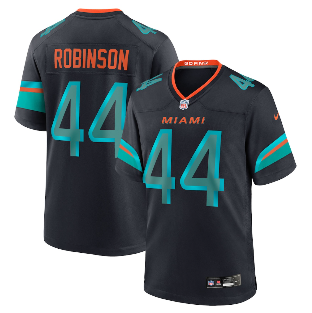 Miami Dolphins Chop Robinson Pitch Blue 2025 Rivalries Collection Game Jersey