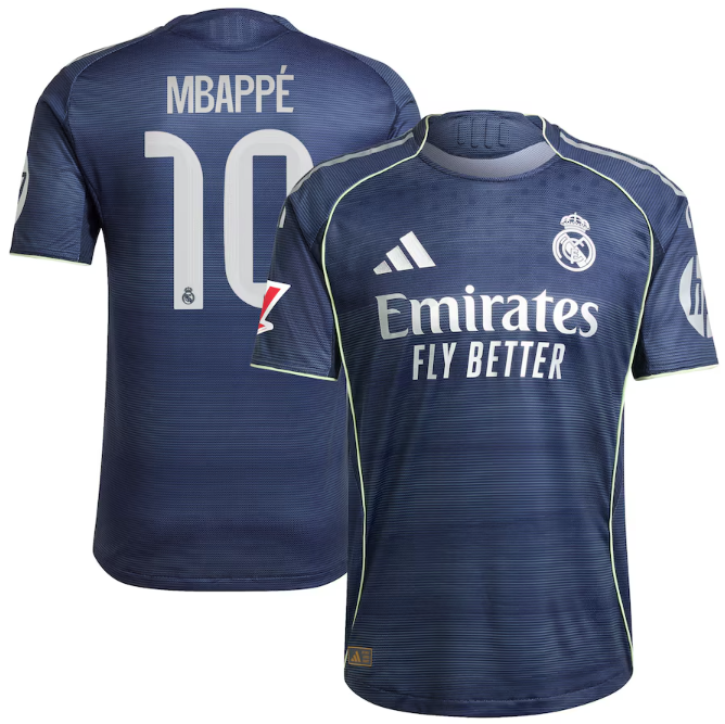 Youth Kylian Mbappé Real Madrid  2025-26 Away Authentic Player Jersey - Blue