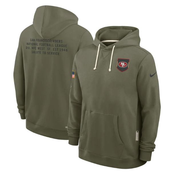 San Francisco 49ers Olive 2025 Salute to Service Sideline Standard Issue Dri-FIT Hoodie