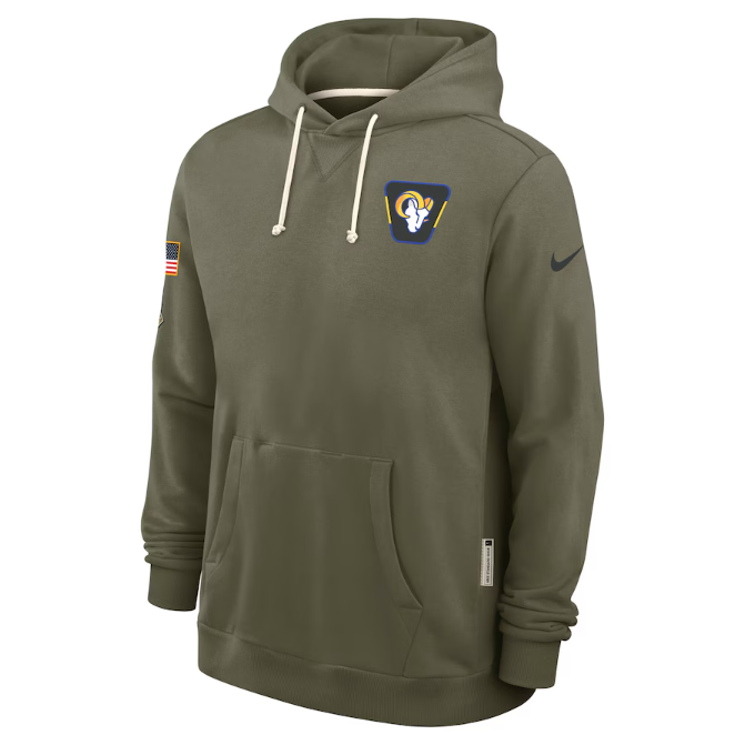 Los Angeles Rams Olive 2025 Salute to Service Sideline Standard Issue Dri-FIT Hoodie