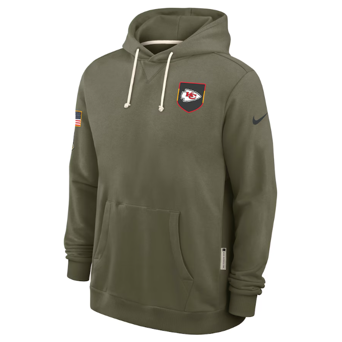 Kansas City Chiefs Olive 2025 Salute to Service Sideline Standard Issue Dri-FIT Hoodie