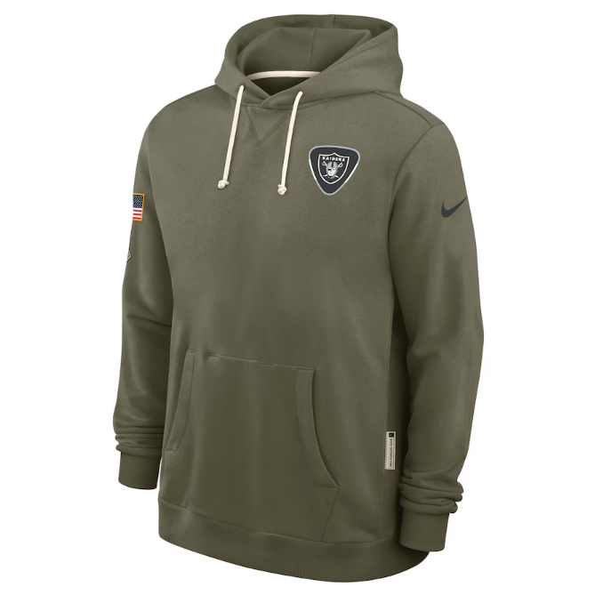 Las Vegas Raiders Olive 2025 Salute to Service Sideline Standard Issue Dri-FIT Hoodie