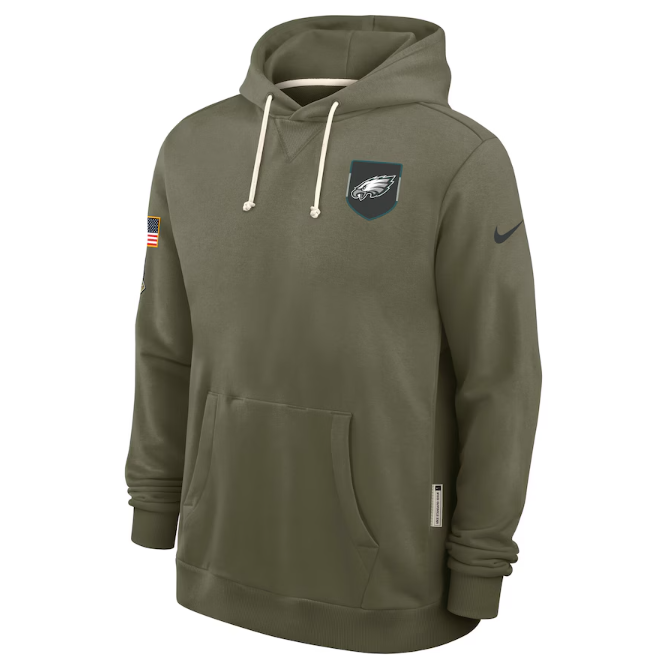 Philadelphia Eagles Olive 2025 Salute to Service Sideline Standard Issue Dri-FIT Hoodie
