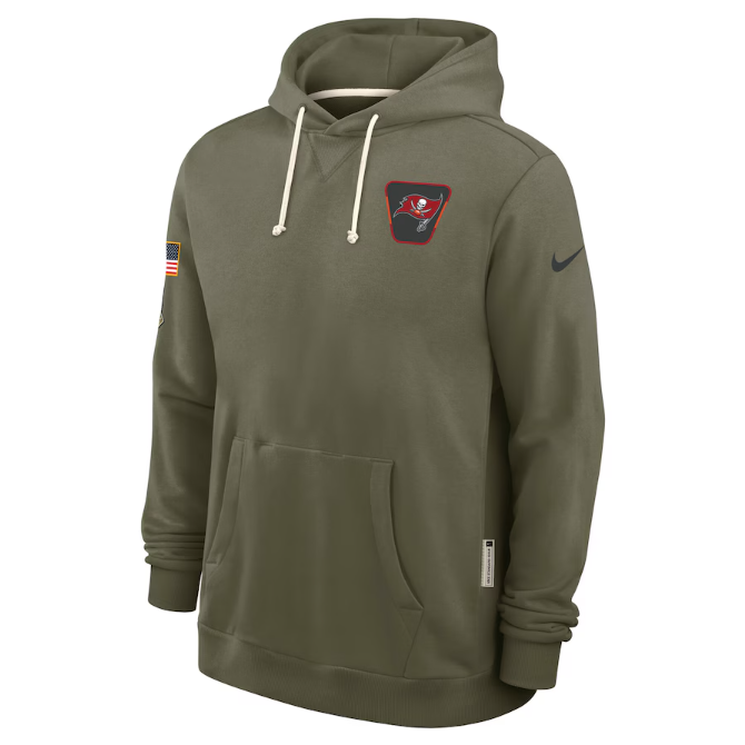 Tampa Bay Buccaneers Olive 2025 Salute to Service Sideline Standard Issue Dri-FIT Hoodie