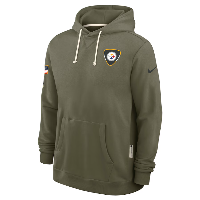 Pittsburgh Steelers Olive 2025 Salute to Service Sideline Standard Issue Dri-FIT Hoodie