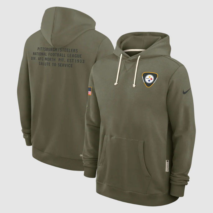 Pittsburgh Steelers Olive 2025 Salute to Service Sideline Standard Issue Dri-FIT Hoodie