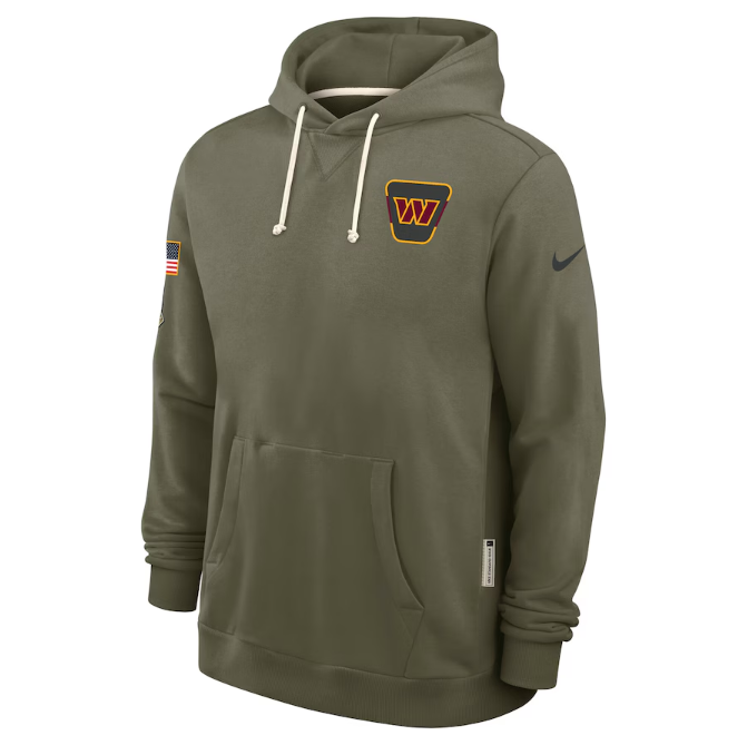 Washington Commanders Olive 2025 Salute to Service Sideline Standard Issue Dri-FIT Hoodie