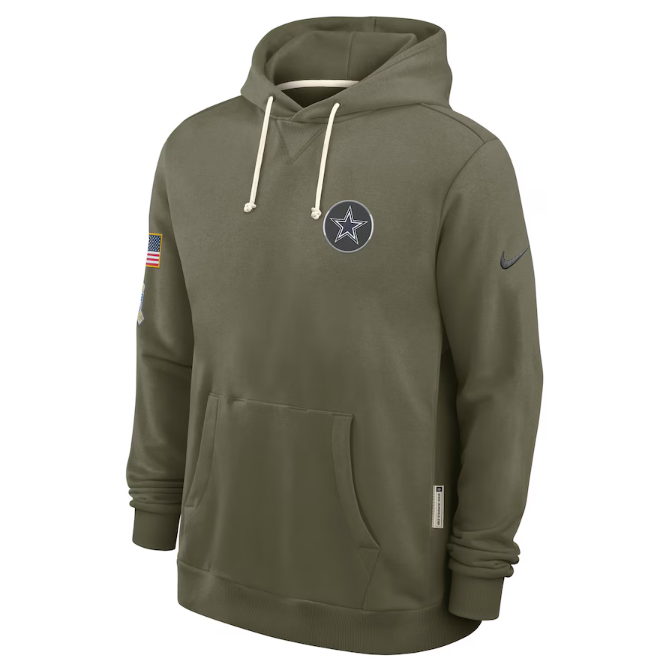Dallas Cowboys Olive 2025 Salute to Service Sideline Standard Issue Dri-FIT Hoodie
