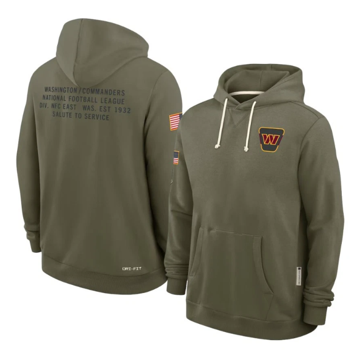 Washington Commanders Olive 2025 Salute to Service Sideline Standard Issue Dri-FIT Hoodie