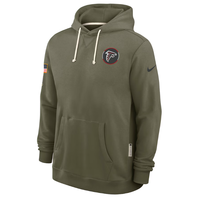 Atlanta Falcons Olive 2025 Salute to Service Sideline Standard Issue Dri-FIT Hoodie