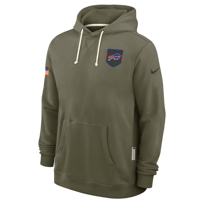 Buffalo Bills Olive 2025 Salute to Service Sideline Standard Issue Dri-FIT Hoodie