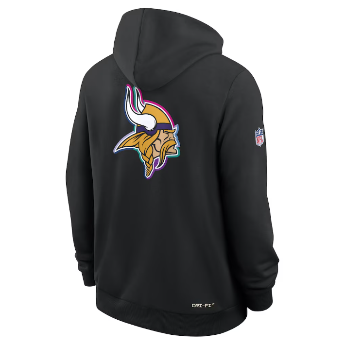 Minnesota Vikings Black 2025 Crucial Catch Sideline Standard Issue Dri-FIT Hoodie