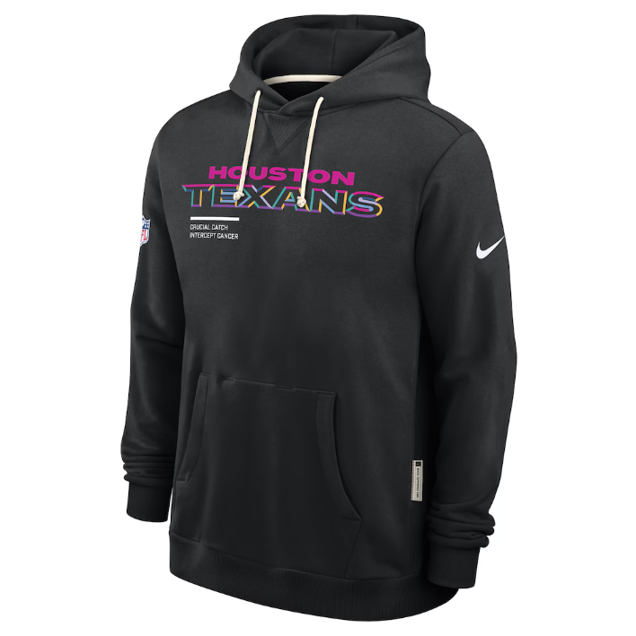 Houston Texans Black 2025 Crucial Catch Sideline Standard Issue Dri-FIT Hoodie