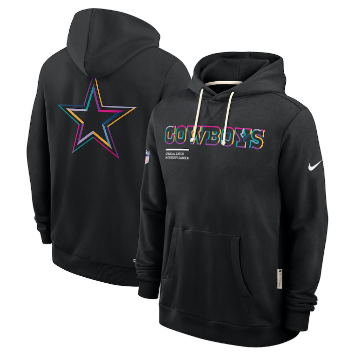 Dallas Cowboys Black 2025 Crucial Catch Sideline Standard Issue Dri-FIT Hoodie