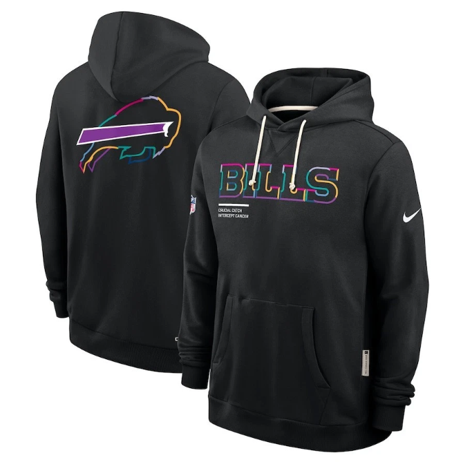 Buffalo Bills Black 2025 Crucial Catch Sideline Standard Issue Dri-FIT Hoodie
