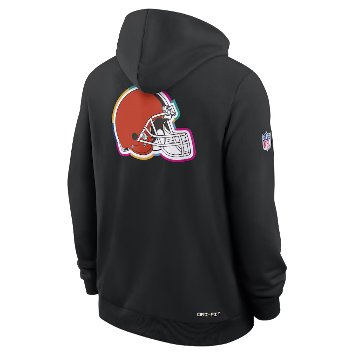Cleveland Browns Black 2025 Crucial Catch Sideline Standard Issue Dri-FIT Hoodie