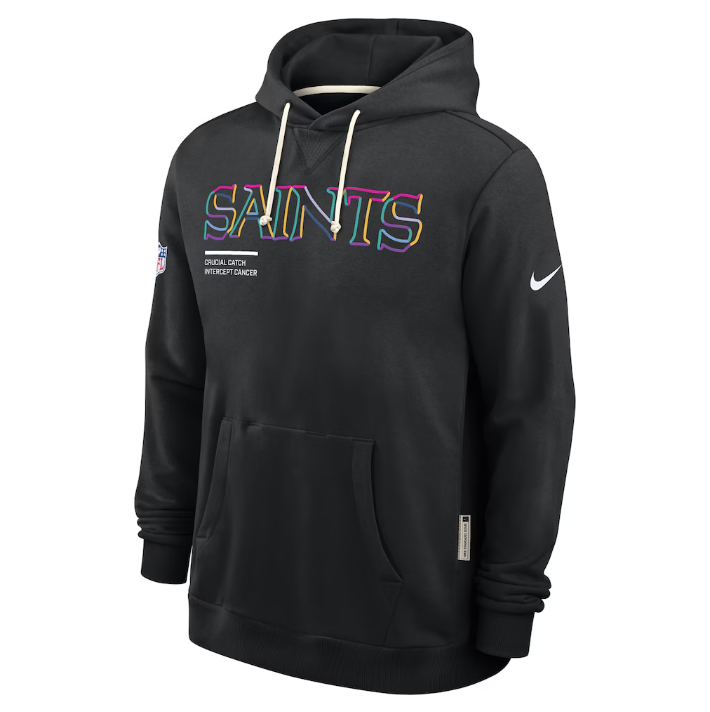 New Orleans Saints Black 2025 Crucial Catch Sideline Standard Issue Dri-FIT Hoodie