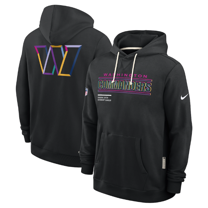 Washington Commanders Black 2025 Crucial Catch Sideline Standard Issue Dri-FIT Hoodie