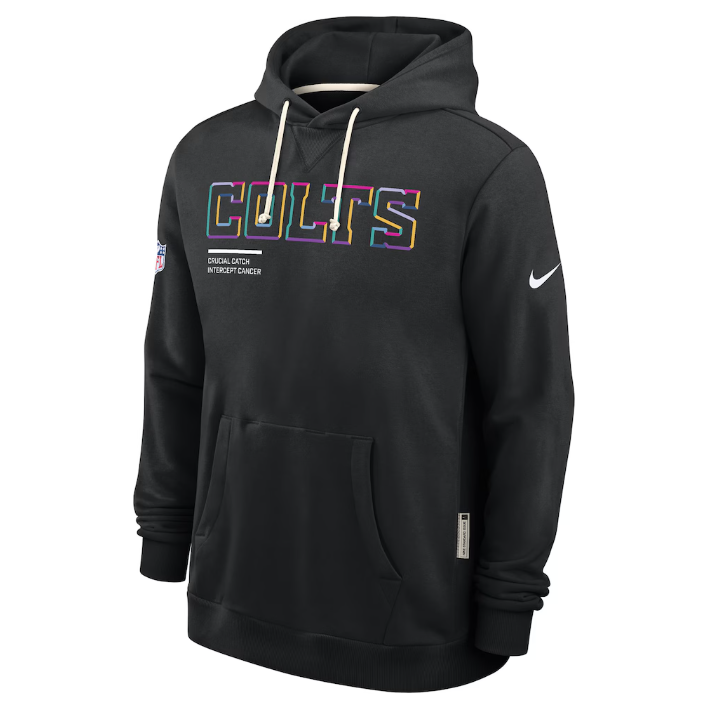 Indianapolis Colts Black 2025 Crucial Catch Sideline Standard Issue Dri-FIT Hoodie