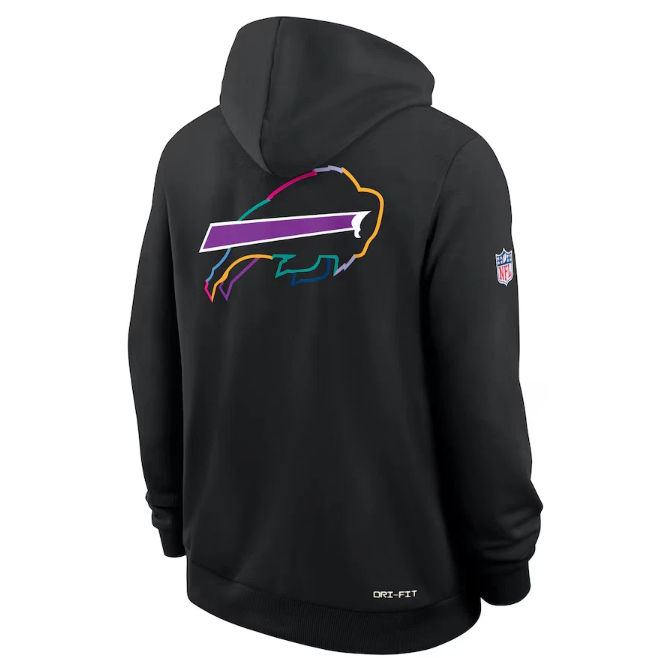 Buffalo Bills Black 2025 Crucial Catch Sideline Standard Issue Dri-FIT Hoodie