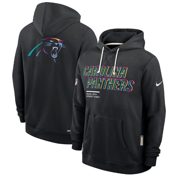 Carolina Panthers Black 2025 Crucial Catch Sideline Standard Issue Dri-FIT Hoodie