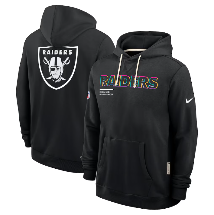 Las Vegas Raiders Black 2025 Crucial Catch Sideline Standard Issue Dri-FIT Hoodie