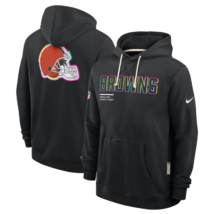 Cleveland Browns Black 2025 Crucial Catch Sideline Standard Issue Dri-FIT Hoodie