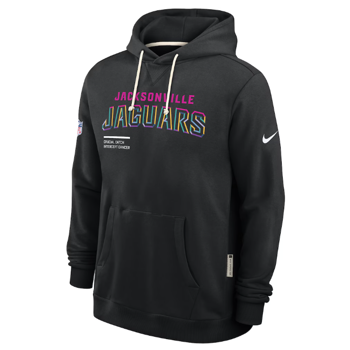 Jacksonville Jaguars Black 2025 Crucial Catch Sideline Standard Issue Dri-FIT Hoodie