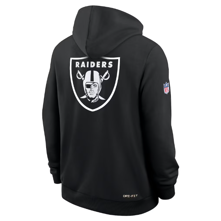 Las Vegas Raiders Black 2025 Crucial Catch Sideline Standard Issue Dri-FIT Hoodie