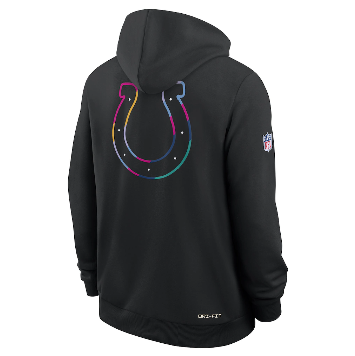 Indianapolis Colts Black 2025 Crucial Catch Sideline Standard Issue Dri-FIT Hoodie