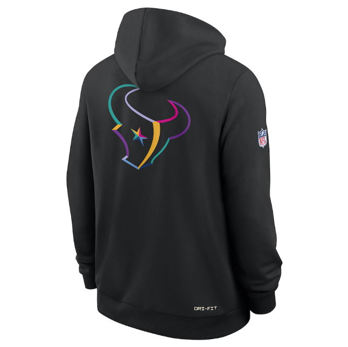 Houston Texans Black 2025 Crucial Catch Sideline Standard Issue Dri-FIT Hoodie