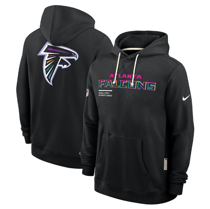 Atlanta Falcons Black 2025 Crucial Catch Sideline Standard Issue Dri-FIT Hoodie