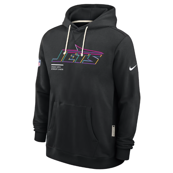 New York Jets Black 2025 Crucial Catch Sideline Standard Issue Dri-FIT Hoodie