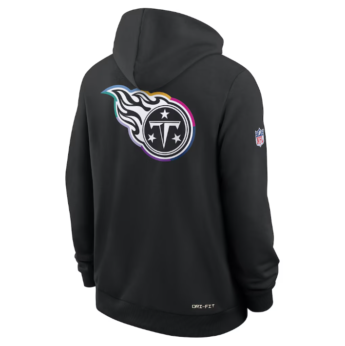 Tennessee Titans Black 2025 Crucial Catch Sideline Standard Issue Dri-FIT Hoodie