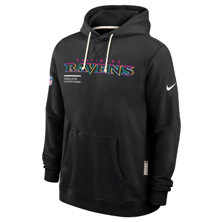 Baltimore Ravens Black 2025 Crucial Catch Sideline Standard Issue Dri-FIT Hoodie