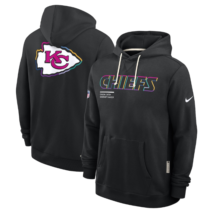 Kansas City Chiefs Black 2025 Crucial Catch Sideline Standard Issue Dri-FIT Hoodie