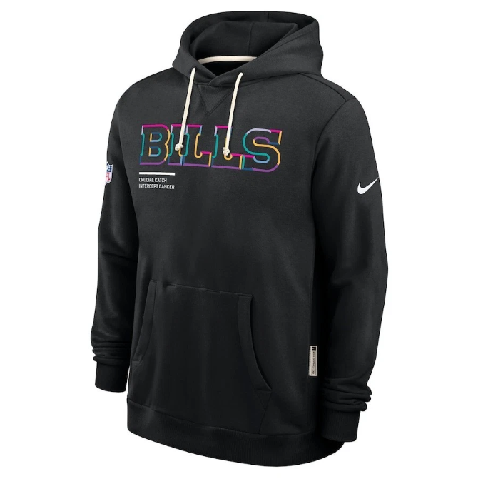 Buffalo Bills Black 2025 Crucial Catch Sideline Standard Issue Dri-FIT Hoodie