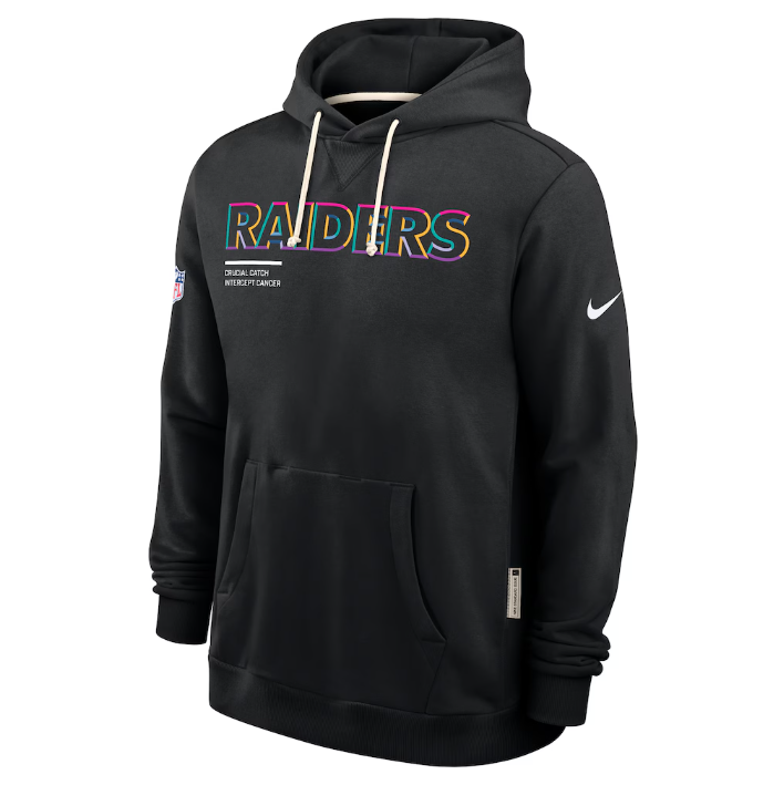Las Vegas Raiders Black 2025 Crucial Catch Sideline Standard Issue Dri-FIT Hoodie